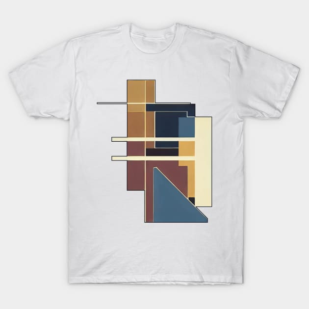 Modern abstract | Triangle rectangle strip | Yellow, blue, and red T-Shirt by Horizon Line Apparel